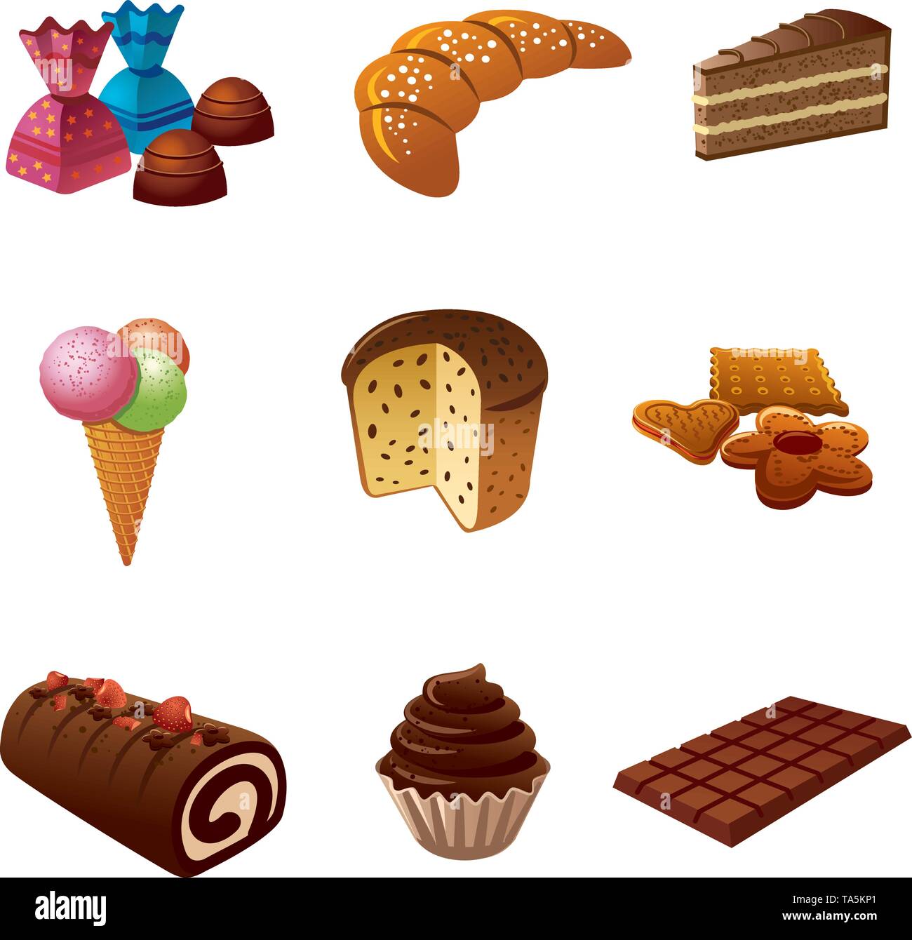 cakes and candy icon set Stock Vector Image & Art - Alamy