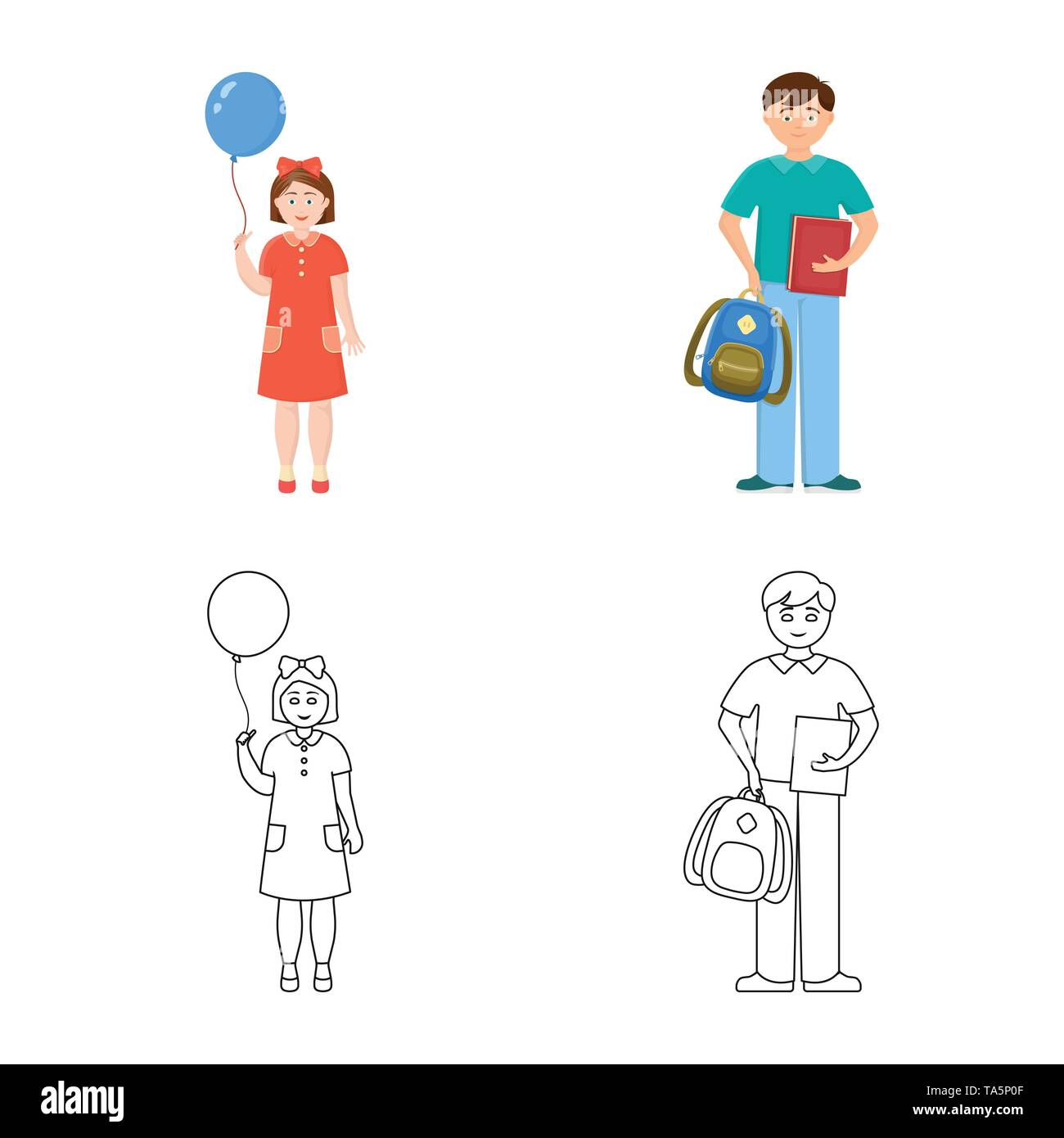 Isolated object of character and avatar logo. Set of character and ...
