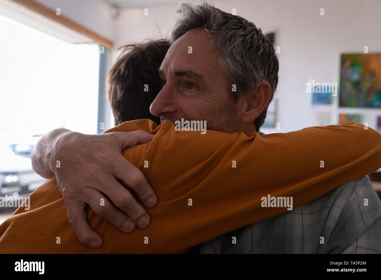 Father and son embracing each other Stock Photo