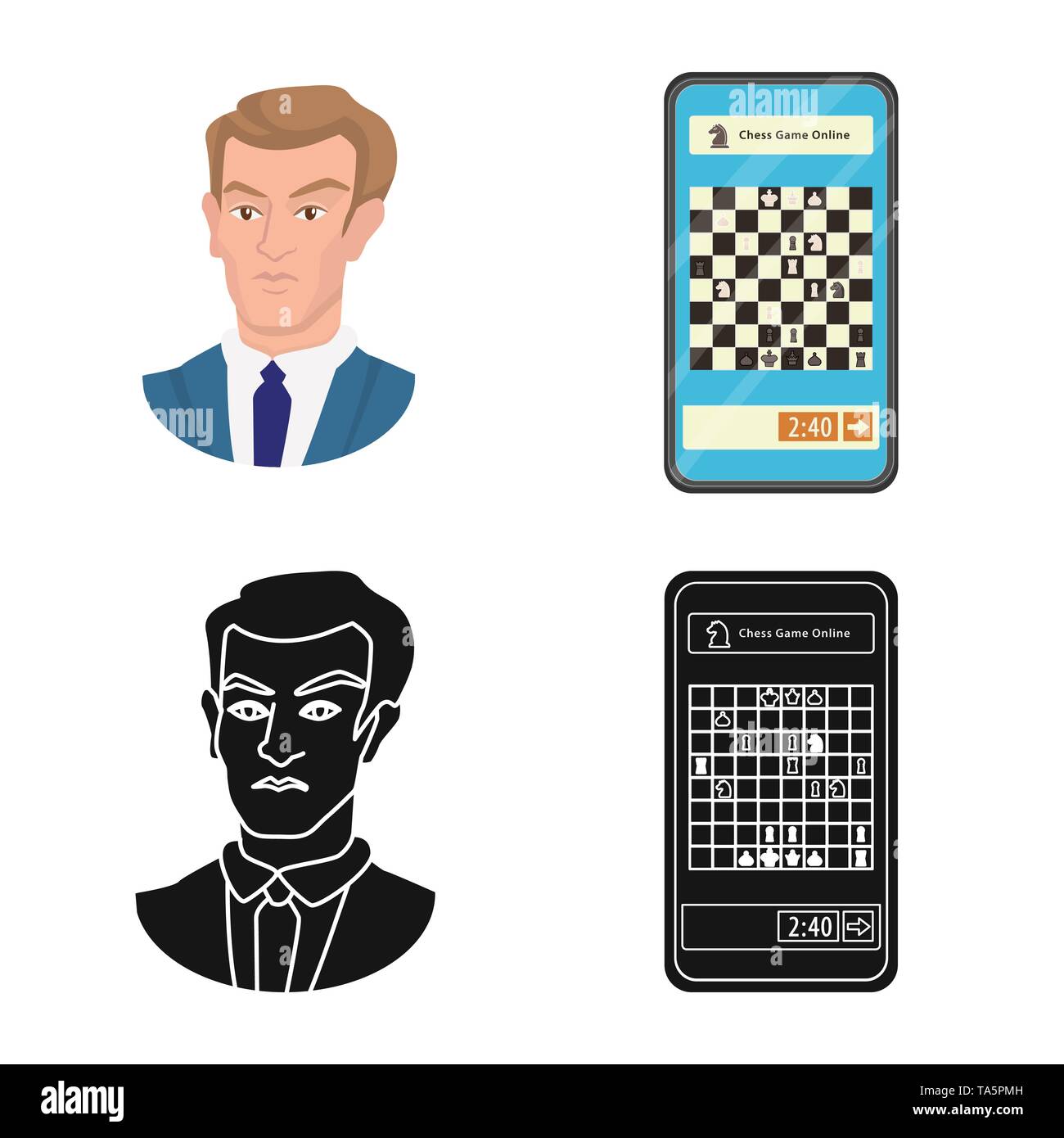 Vector design of checkmate and thin symbol. Set of checkmate and target ...