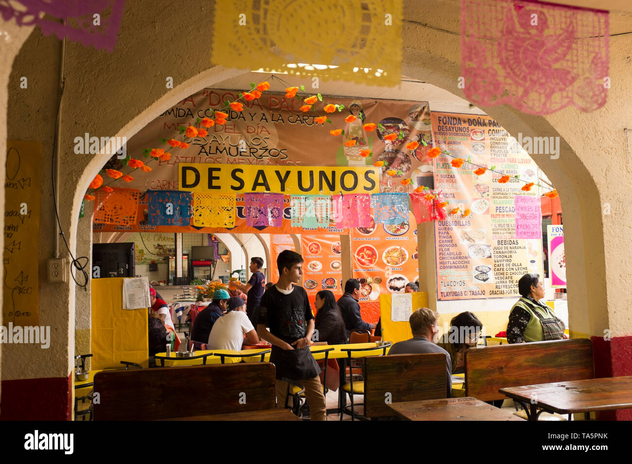 Food Stalls Mercado de Coyoacan Mexico City Stock Photo