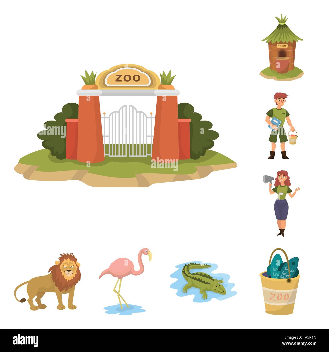 Isolated object of zoo and park icon. Set of zoo and animal vector icon ...