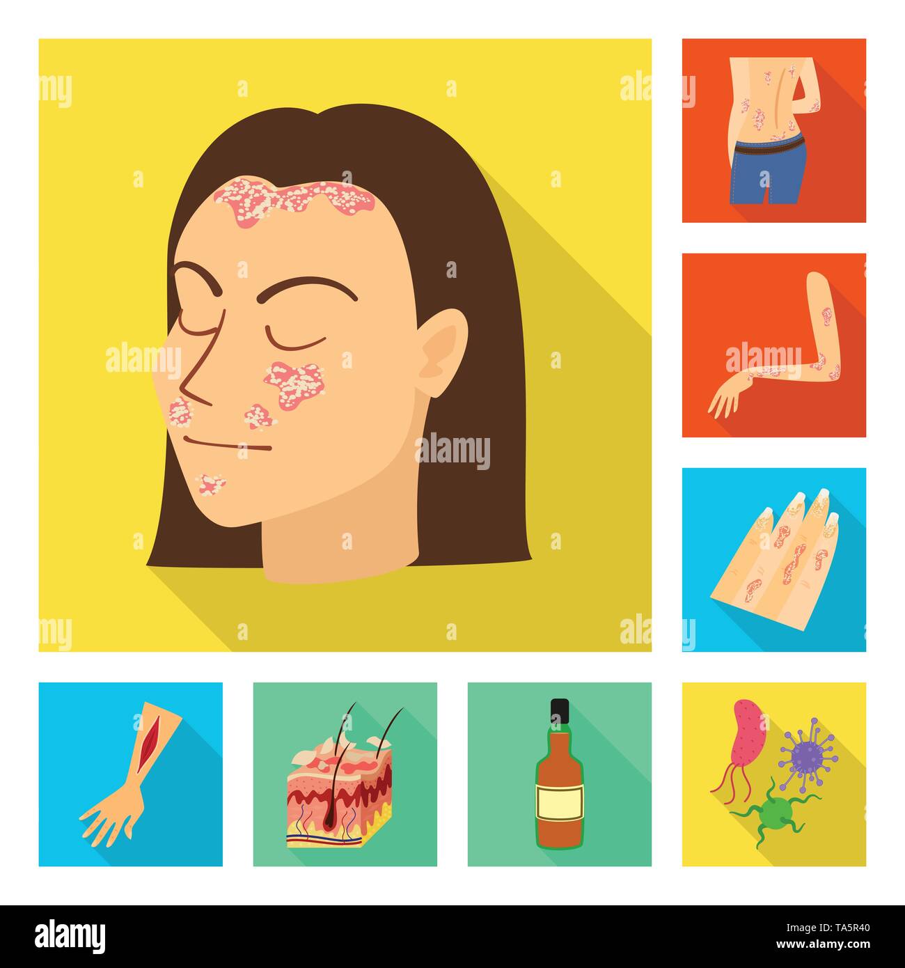 Isolated object of dermatology and disease icon. Set of dermatology and ...
