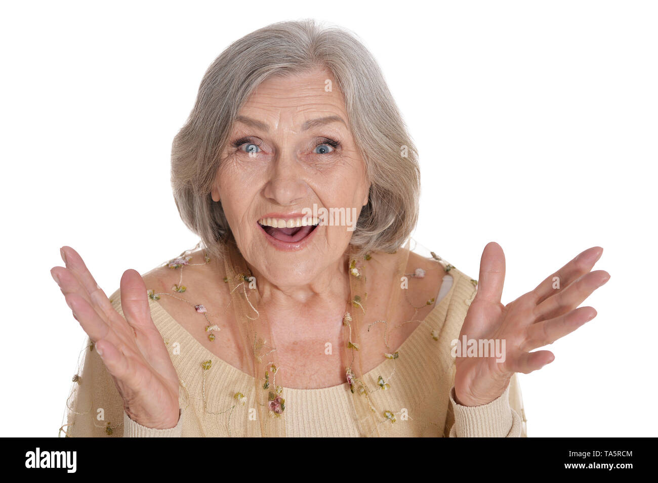 Surprised smiling old lady hi-res stock photography and images - Alamy