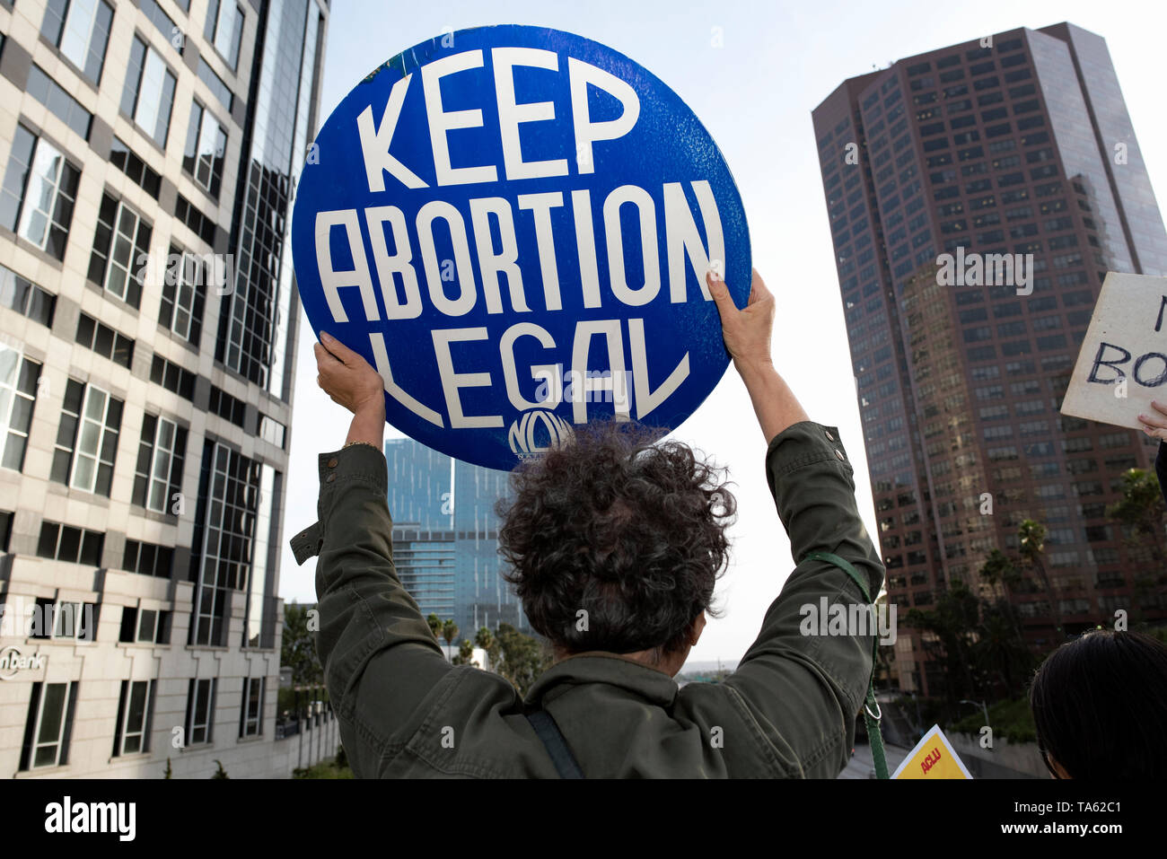 An activist seen holding a placard that says Keep Abortion Legal during the protest. Women rights activists protested against restrictions on abortions after Alabama passed the most restrictive abortion bans in the US. Similar Stop the Bans Day of Action for Abortion Rights rallies were held across the nation. Stock Photo