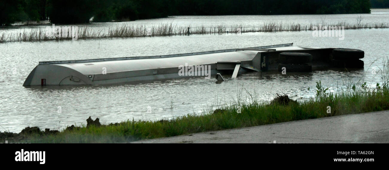 May 21, 2019, Neodesha, Kansas, U.S. A semitrailer lays in the