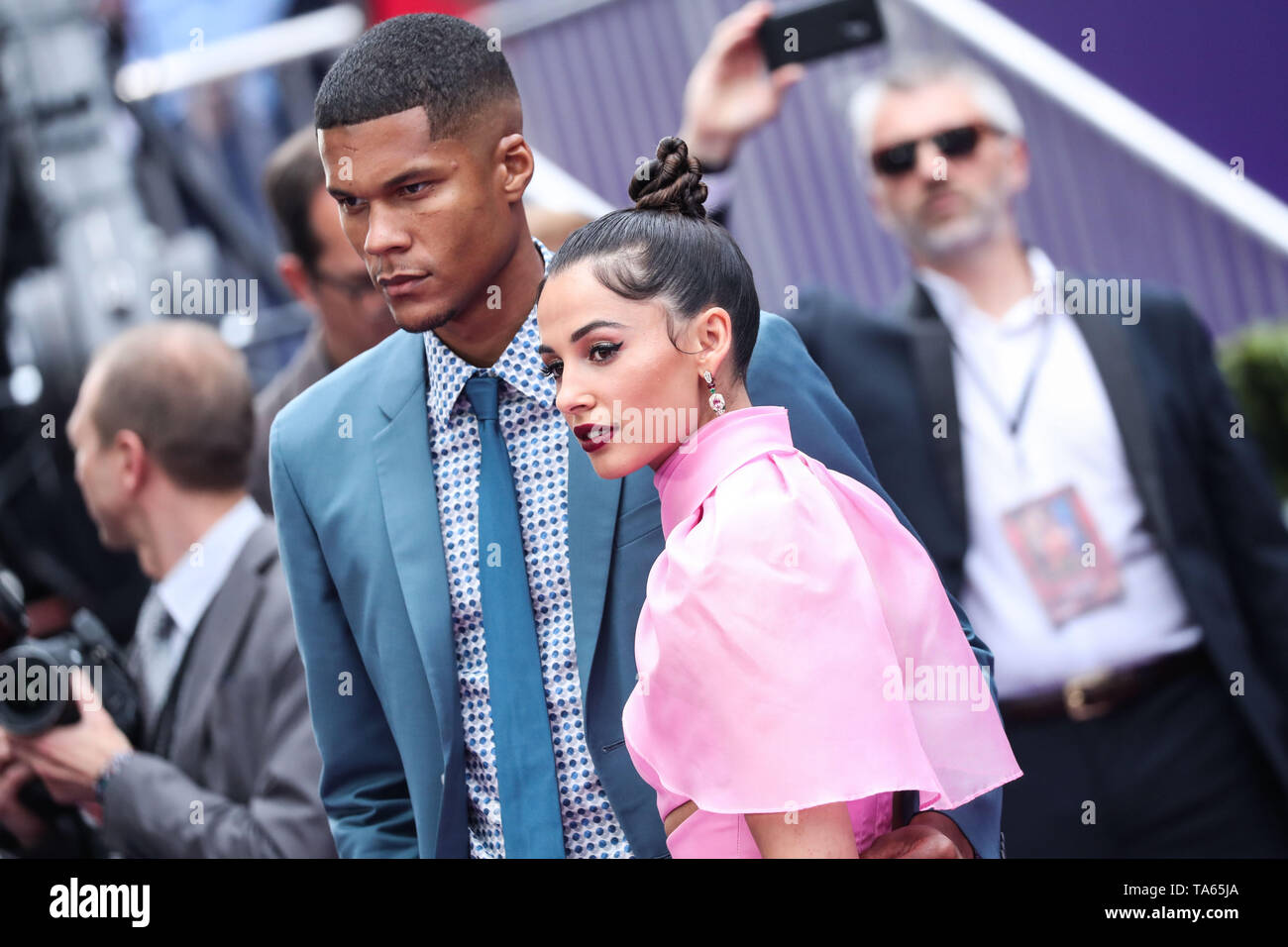 Hollywood, United States. 21st May, 2019. HOLLYWOOD, LOS ANGELES,  CALIFORNIA, USA - MAY 21: Jordan Spence and actress Naomi Scott arrive at  the World Premiere Of Disney's 'Aladdin' held at the El