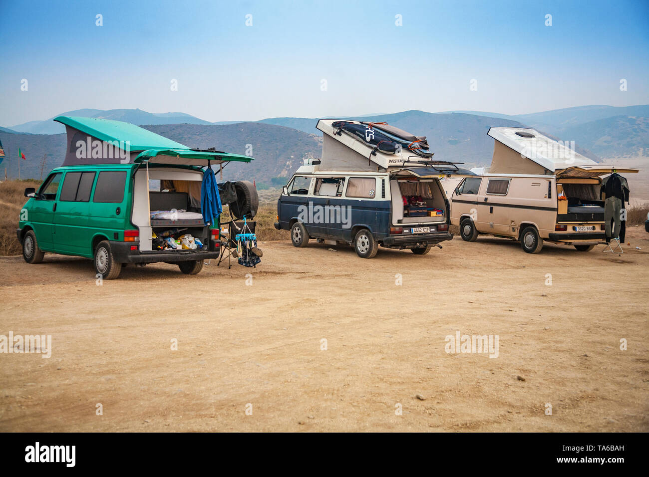 Camp site at Amado beach. Carrapateira. Aljezur council. Vicentine Coast.  Faro district. Algarve. Portugal Stock Photo - Alamy