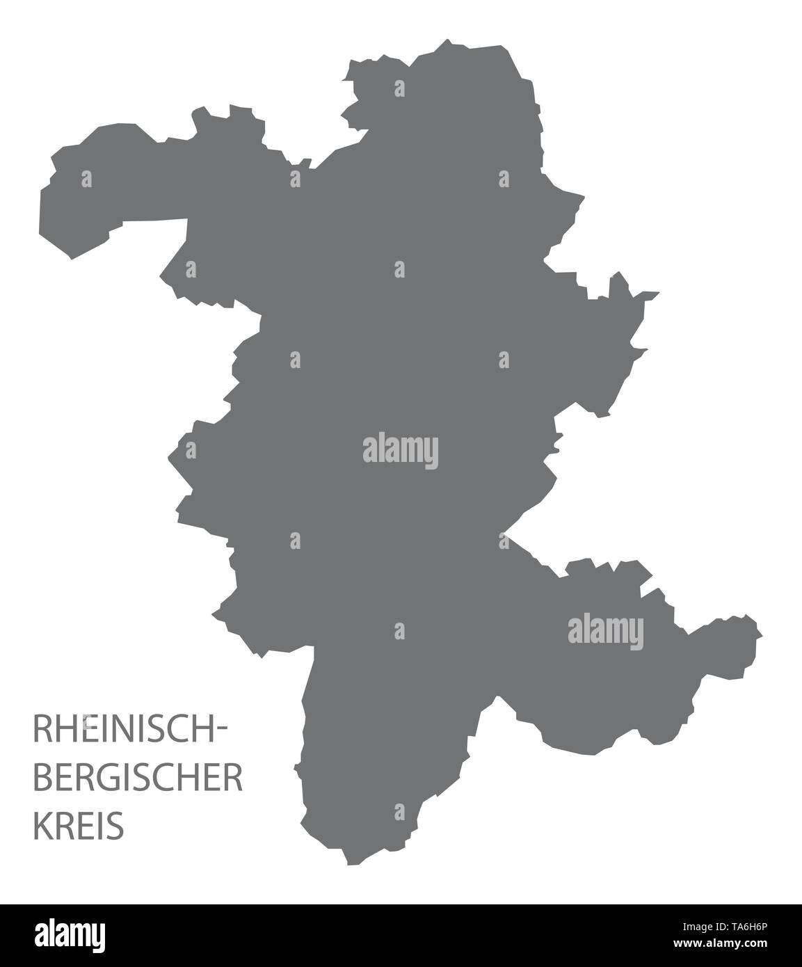 Rheinisch-Bergischer Kreis grey county map of North Rhine-Westphalia DE Stock Vector