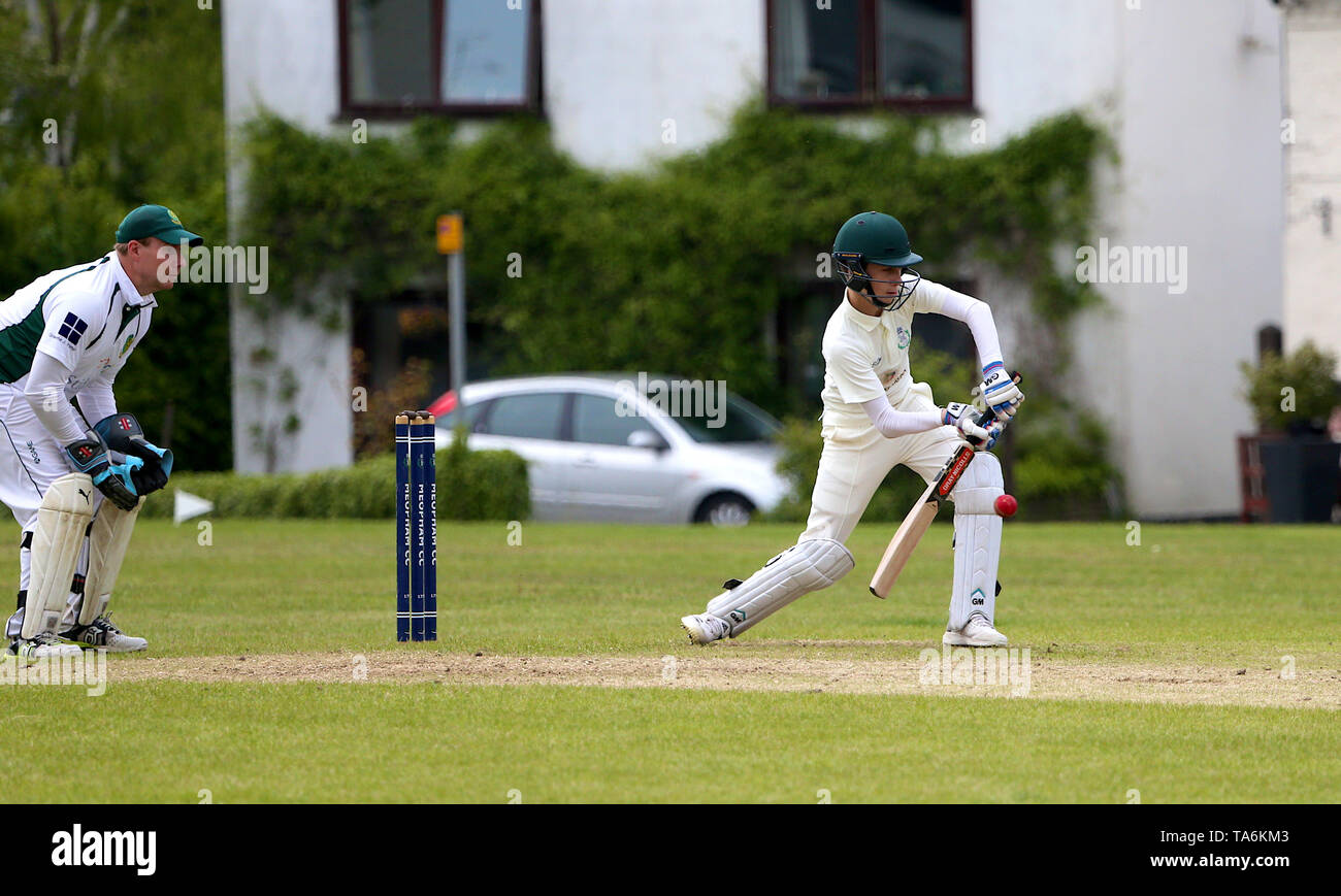 Cricket on a village green in Meopham,  Kent. UK. Stock Photo