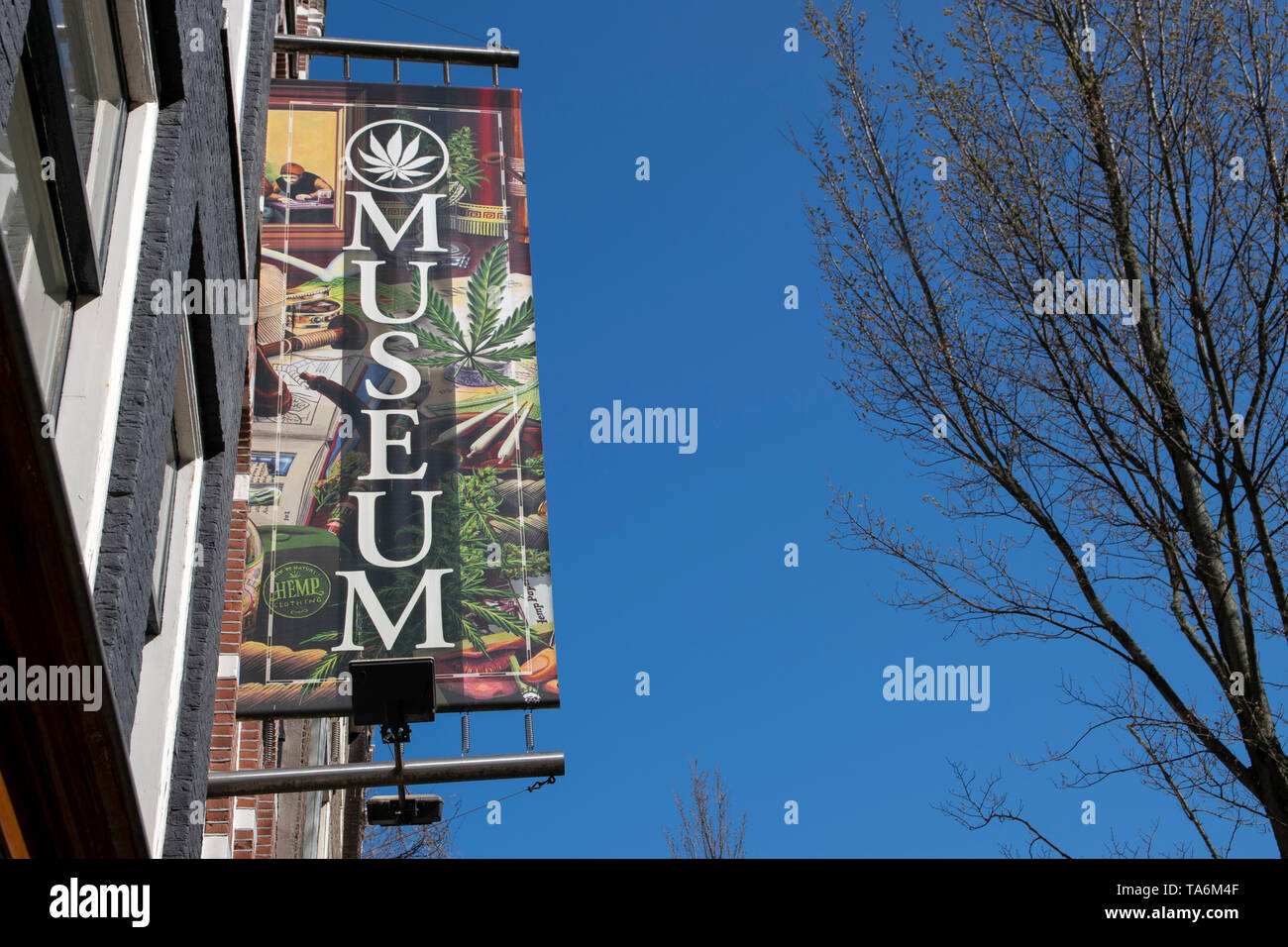 Billboard Hash Marihuana & Hemp Museum At Amsterdam The Netherlands 2019 Stock Photo