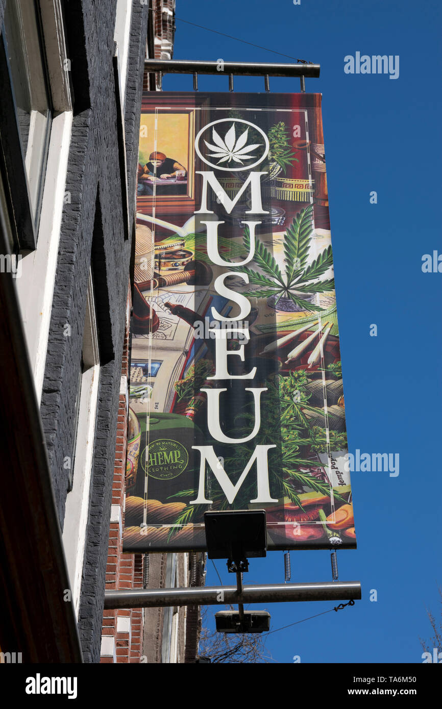 Billboard Hash Marihuana & Hemp Museum At Amsterdam The Netherlands 2019 Stock Photo