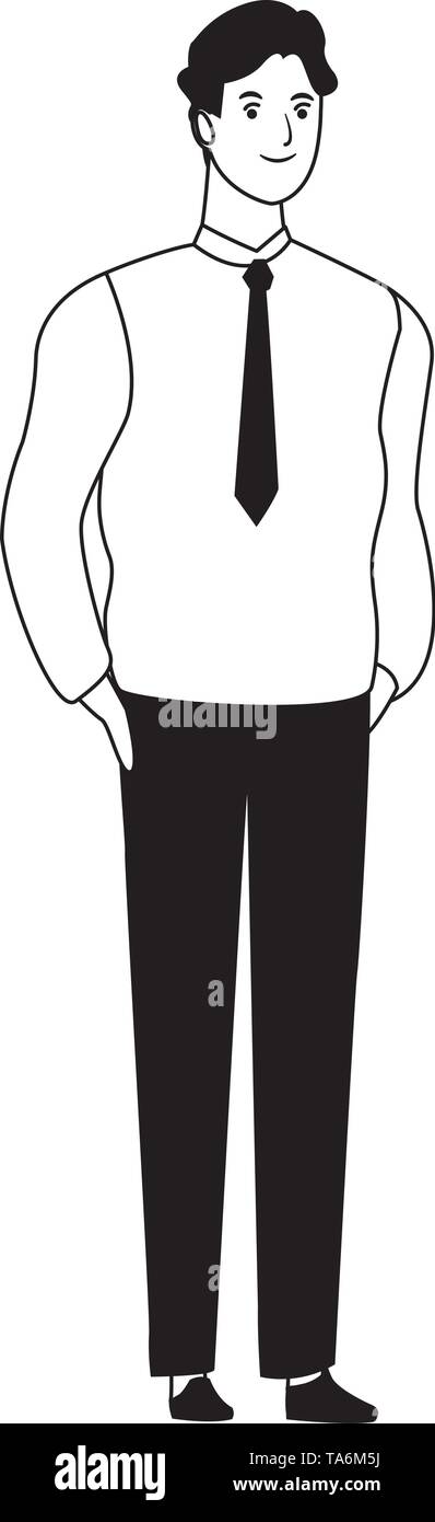 man avatar cartoon character in black and white vector illustration ...