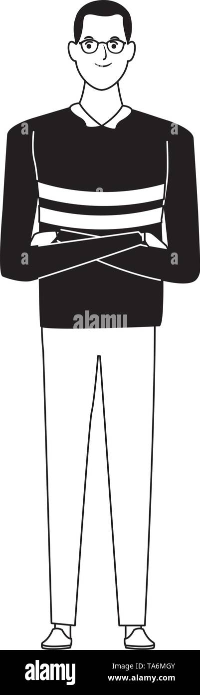 man avatar cartoon character in black and white vector illustration ...