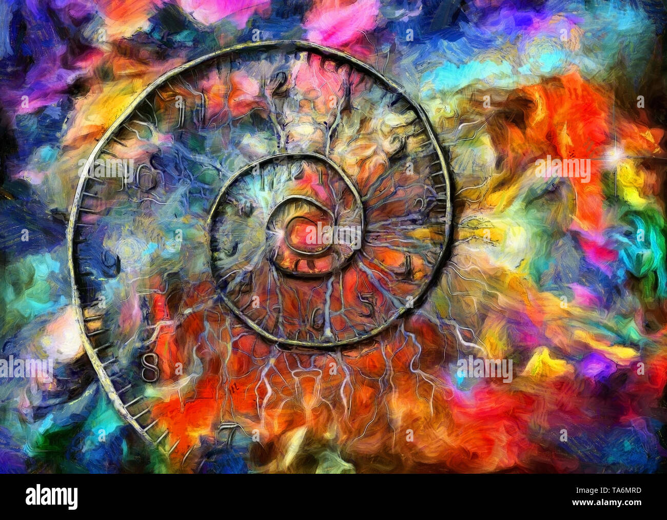 Vivid surreal painting. Spiral of time Stock Photo - Alamy