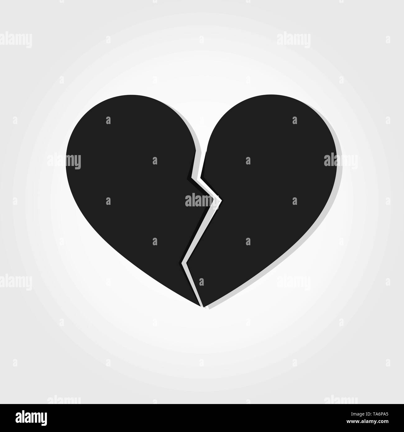 Broken heart simple black icon Black and White Stock Photos & Images ...