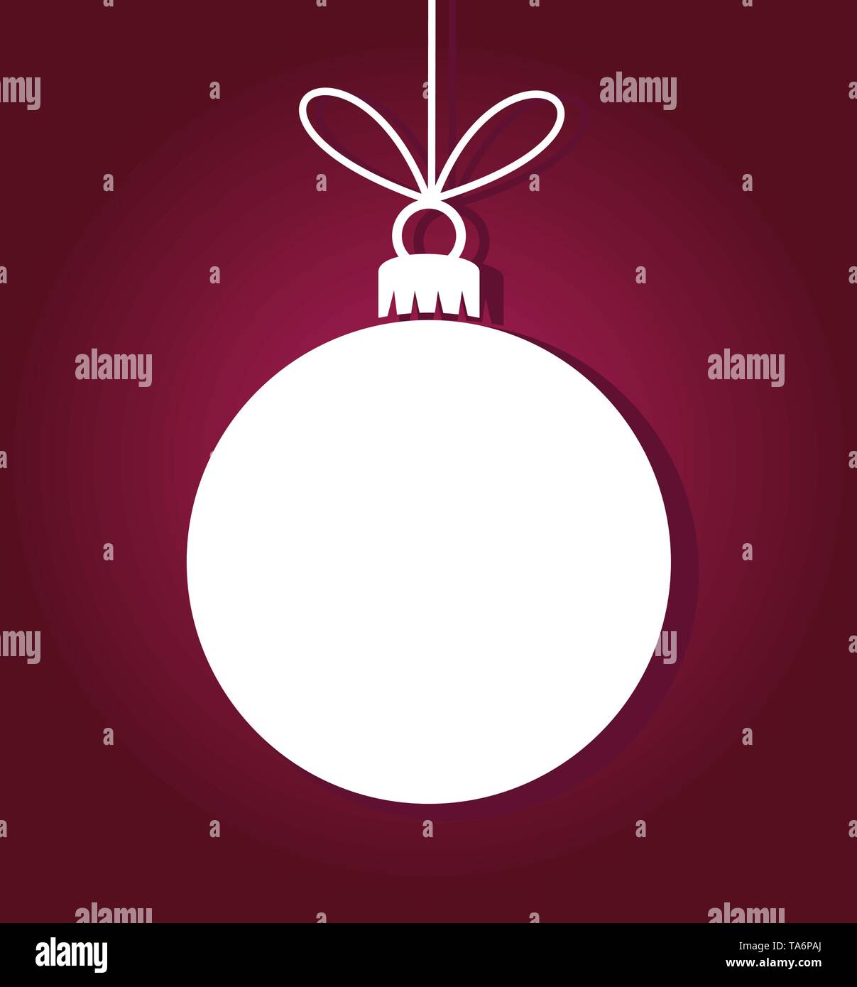 White ball ornament on purple background. Christmas illustration Stock Vector