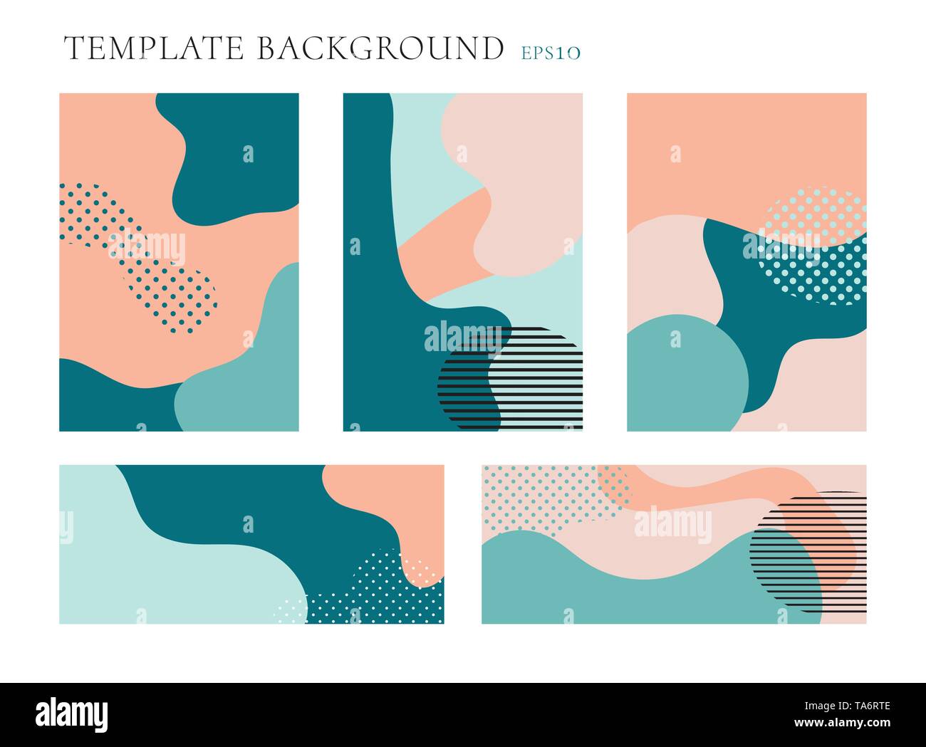 Set of cover brochure and banner web template background. Seamless patterns pastels color. Geometric fluid shapes trendy layout with space for text. V Stock Vector