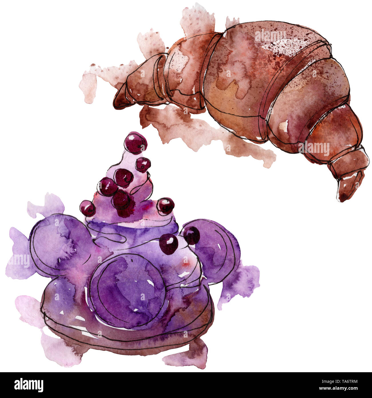 Tasty sweet desserts in a watercolor style. Background illustration set ...