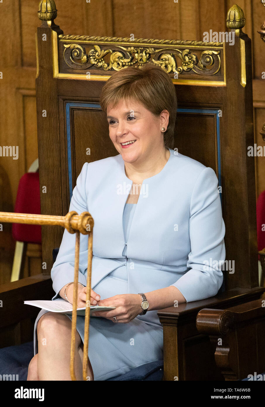First Minister Nicola Sturgeon before her address to the General Assembly of the Church of Scotland at the General Assembly Hall in Edinburgh. Stock Photo