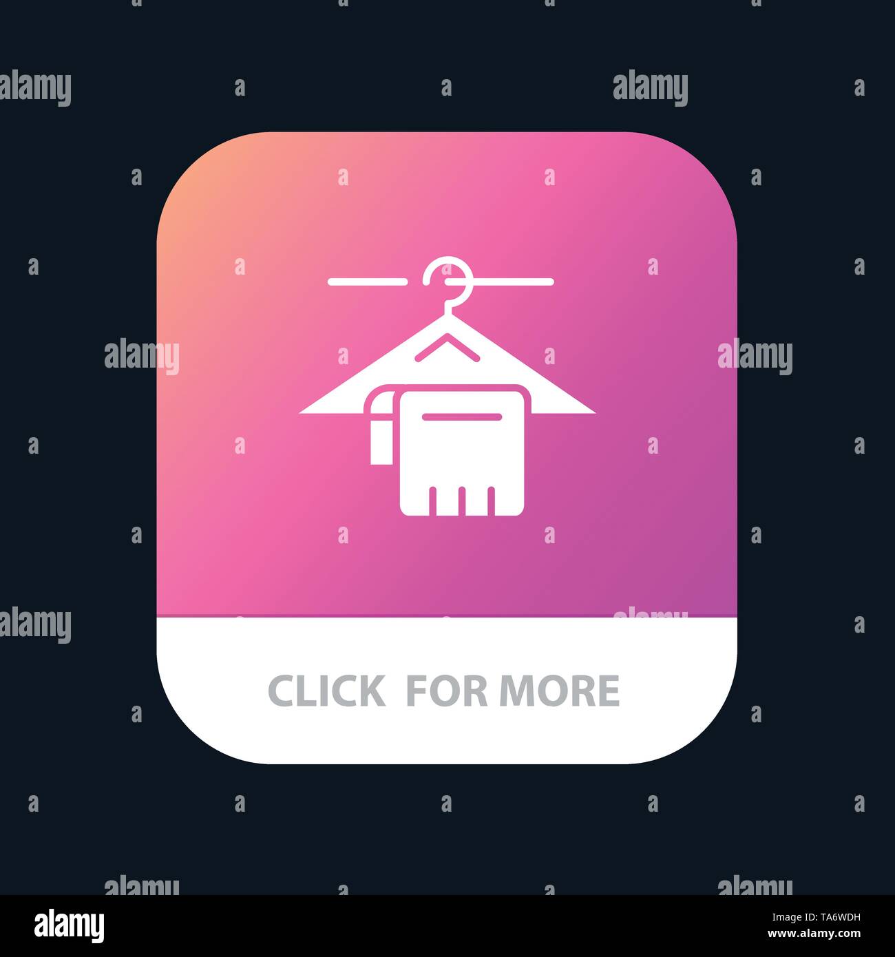 Hanger, Towel, Service, Hotel Mobile App Icon Design Stock Vector
