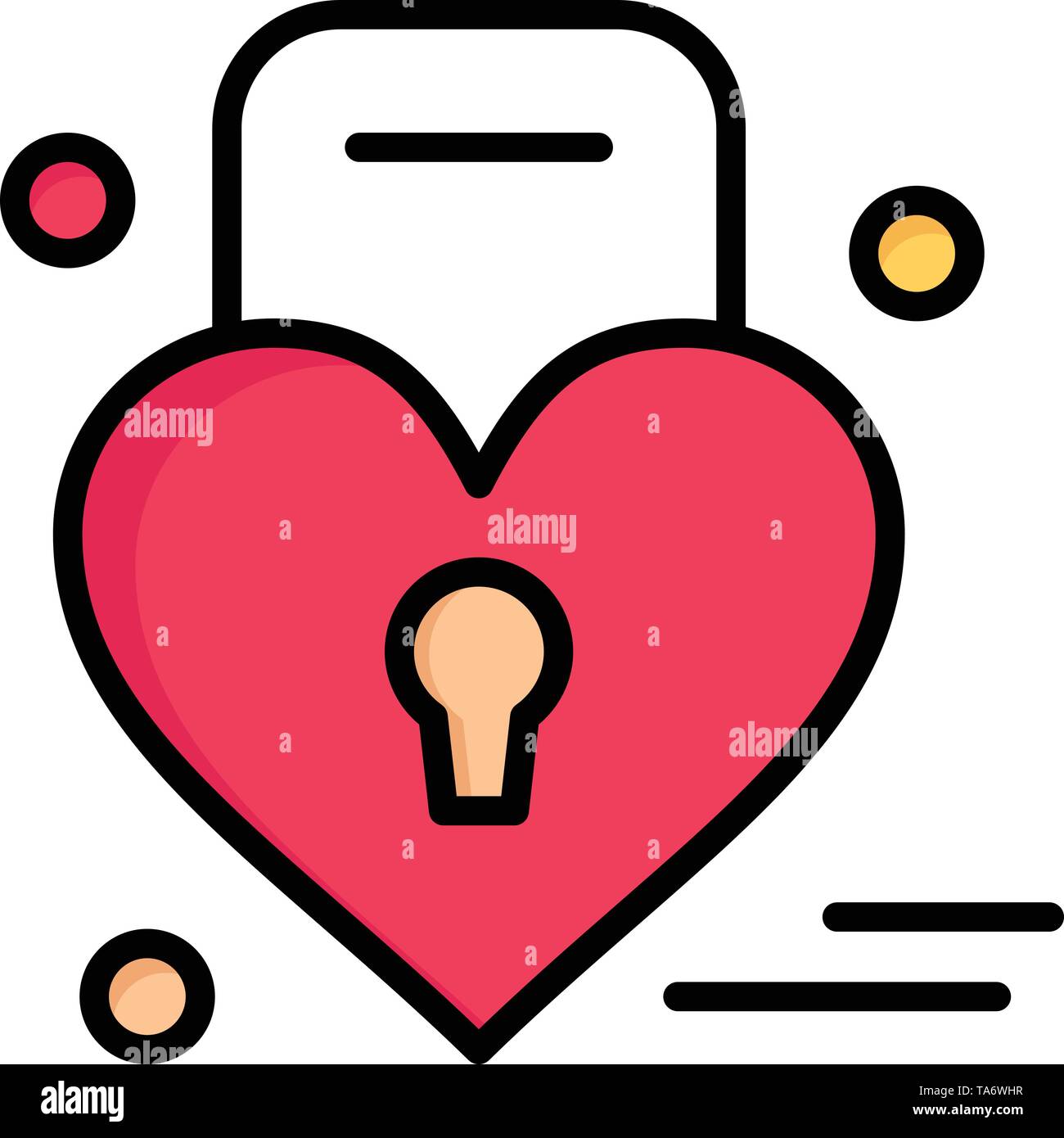 Lock Love Heart Wedding Flat Color Icon Vector Icon Banner