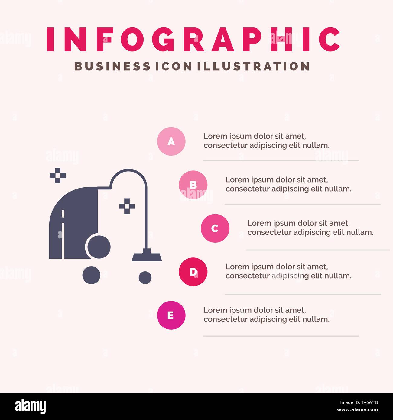 Cleaning, Electrical, Equipment, Vacuum Solid Icon Infographics 5 Steps