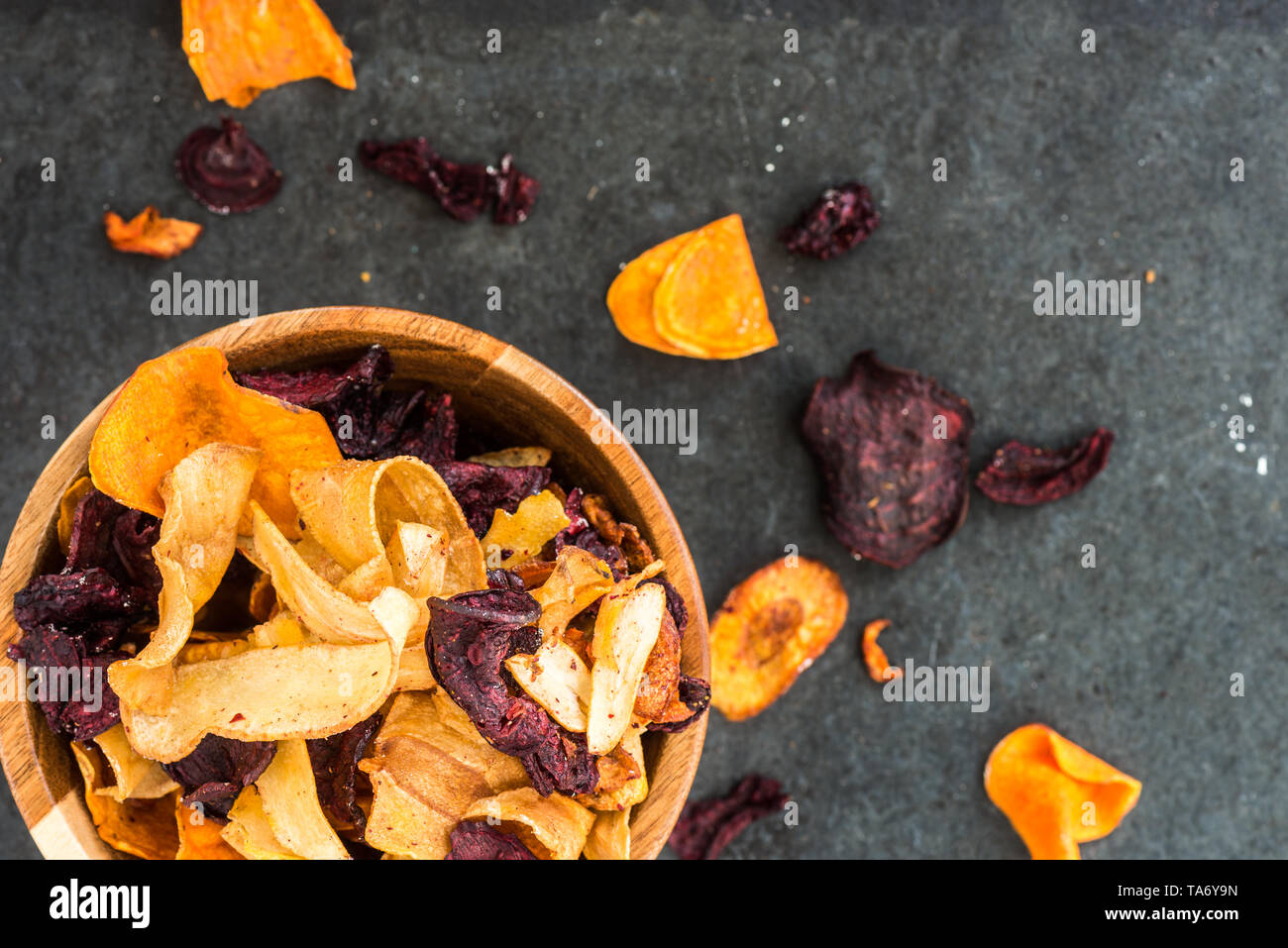 Bowl of Healthy Snack from Vegetable Chips, Crisps Stock Photo Alamy
