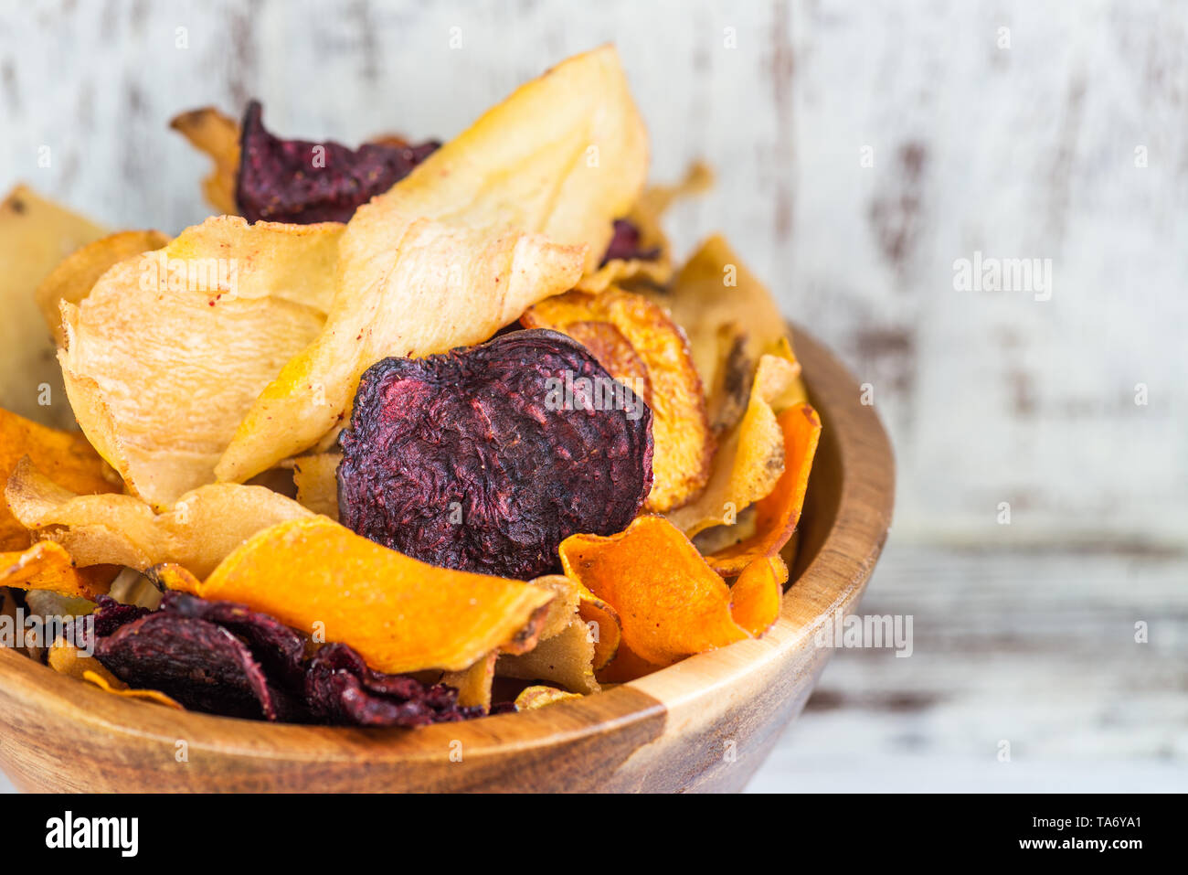 Bowl of Healthy Snack from Vegetable Chips, Crisps Stock Photo Alamy
