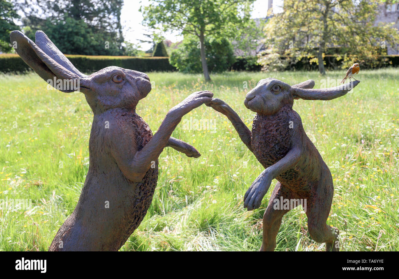 A view of 'Boxing Hares' by artist Martin Duffy during a preview of the ...