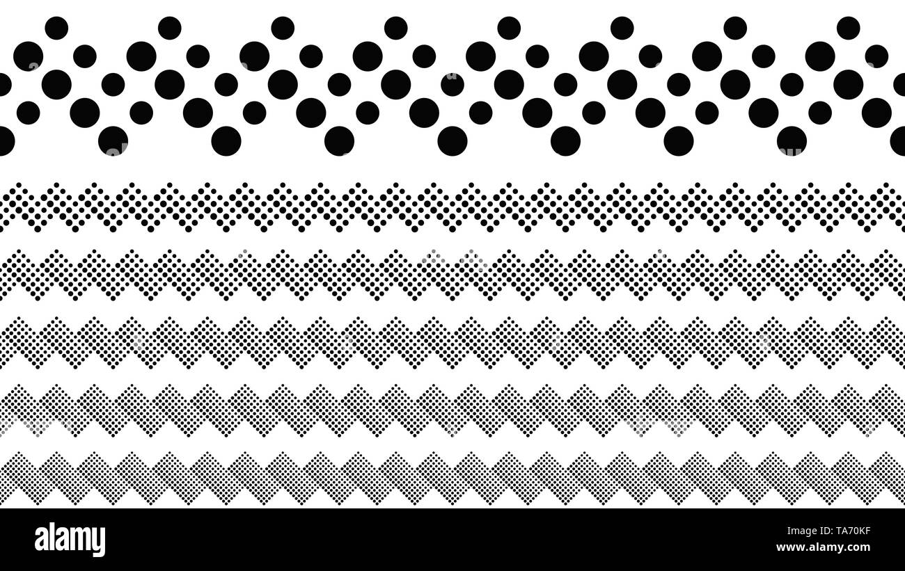 Geometrical black and white dotted pattern page divider line set Stock ...