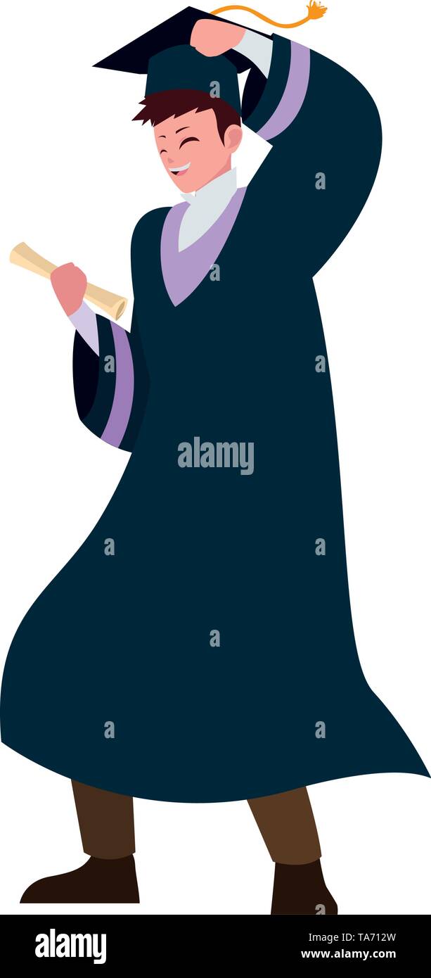 happy student boy graduated celebrating vector illustration design ...