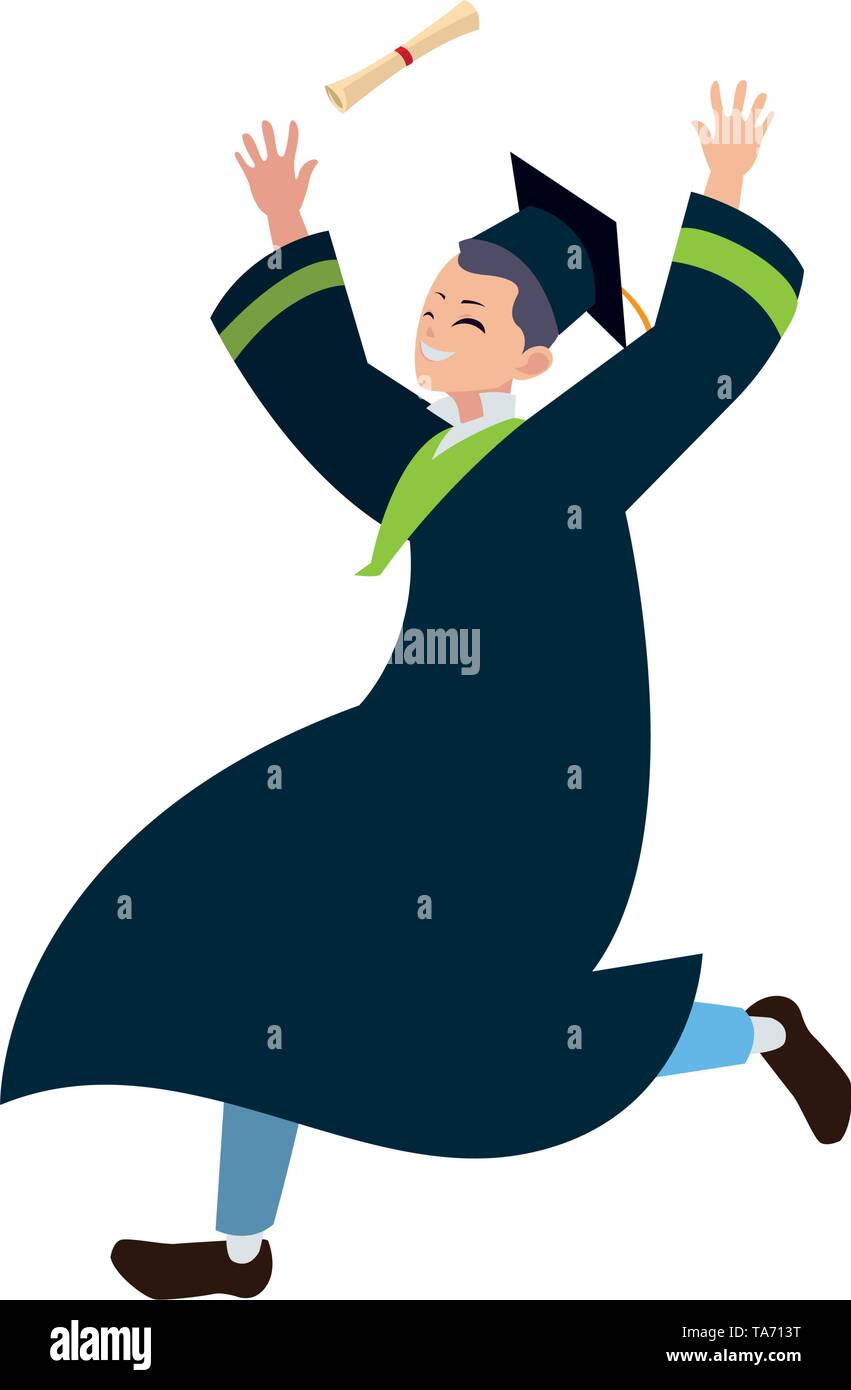 happy student boy graduated celebrating vector illustration design ...