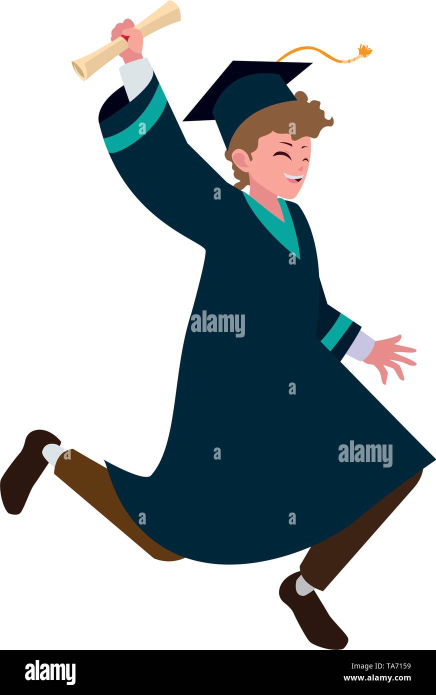 happy student boy graduated celebrating vector illustration design ...