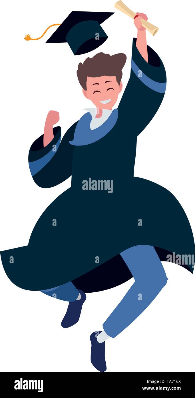 happy student boy graduated celebrating vector illustration design ...