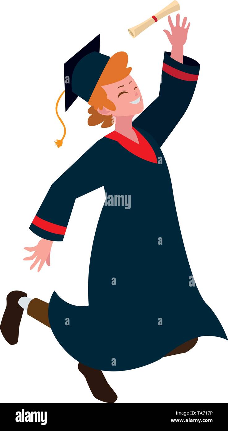 happy student boy graduated celebrating vector illustration design ...