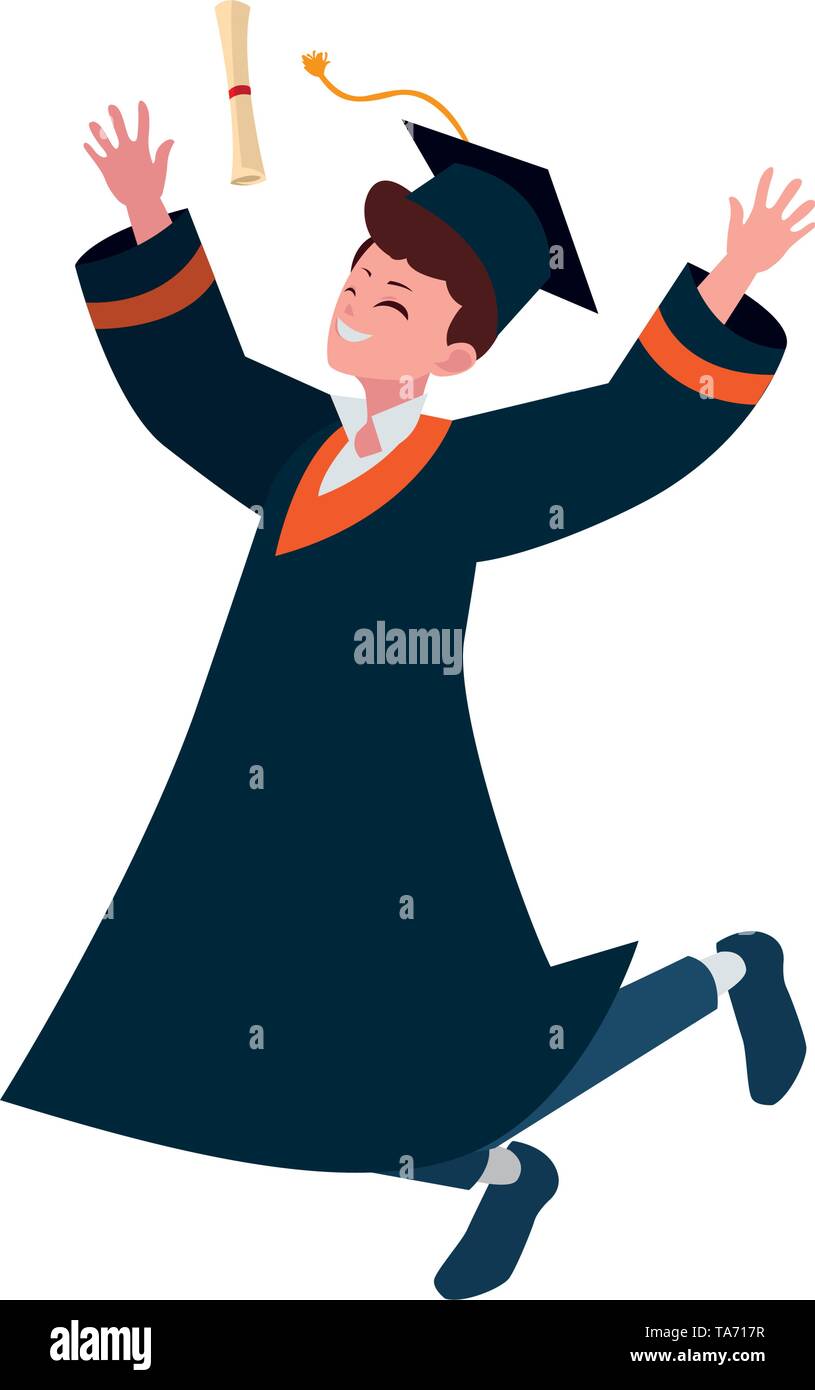 happy student boy graduated celebrating vector illustration design ...