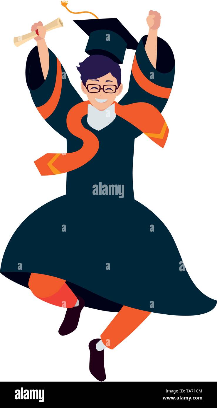 happy student boy graduated celebrating vector illustration design ...