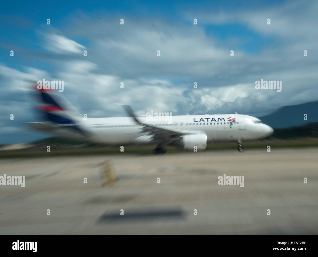 Chapeco - Brazil March 29, 2019 Airplane photo of airline Latam, at the airport in Brazil Stock Photo