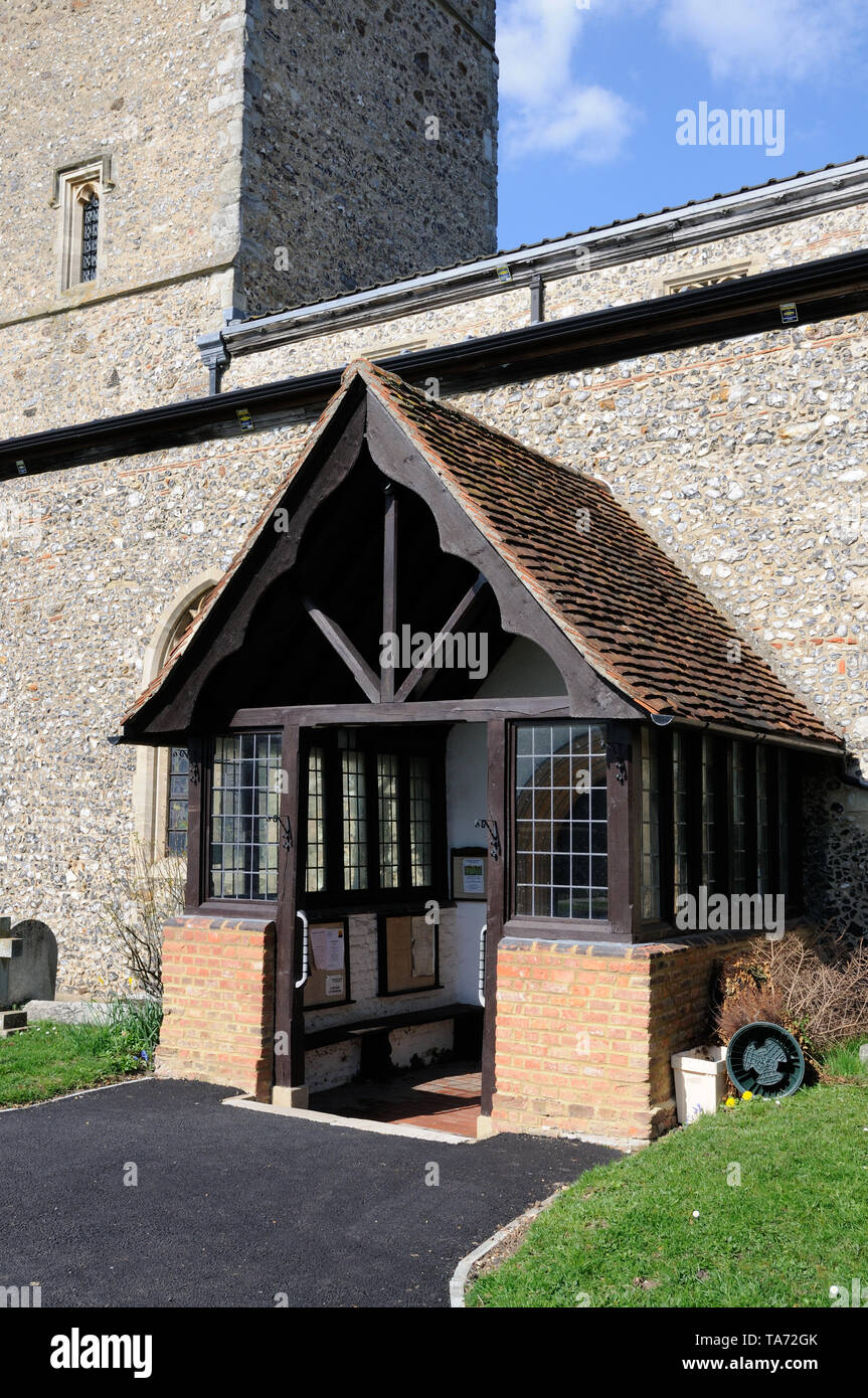 Porch, St John the Baptist Church, Aldenham , Hertfordshire Stock Photo