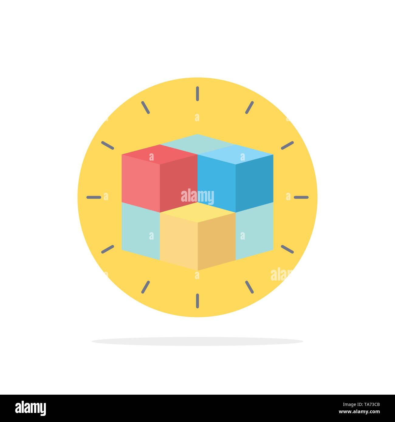 box, labyrinth, puzzle, solution, cube Flat Color Icon Vector Stock