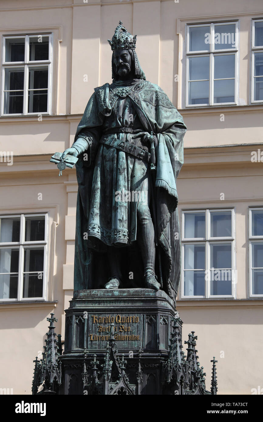 Statue of King Charles lV in Prague Stock Photo