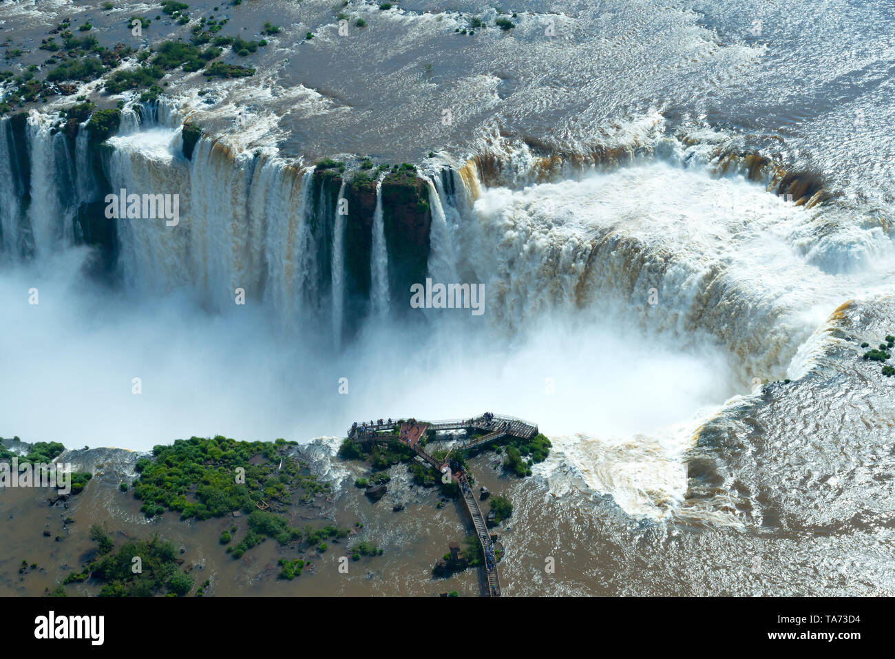 Aerial view of Iguazu Falls in the border of Argentina and Brazil Stock Photo
