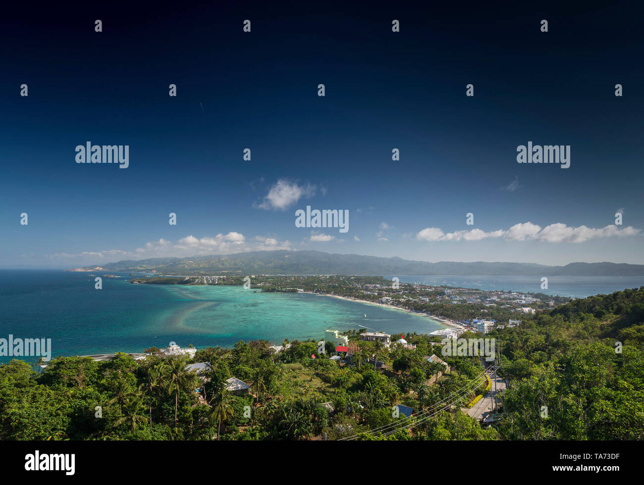 view of tropical boracay island landscape and coast in the philippines ...