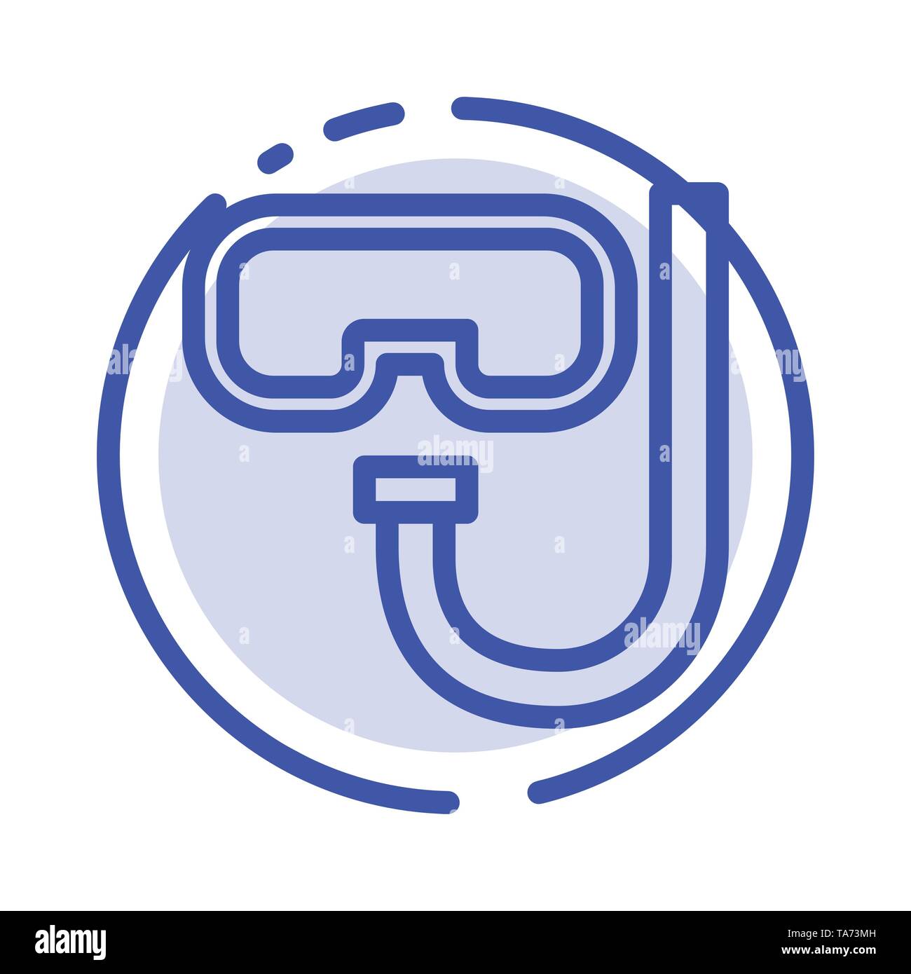 Beach, Goggles, Snorkeling, Underwater Blue Dotted Line Line Icon Stock