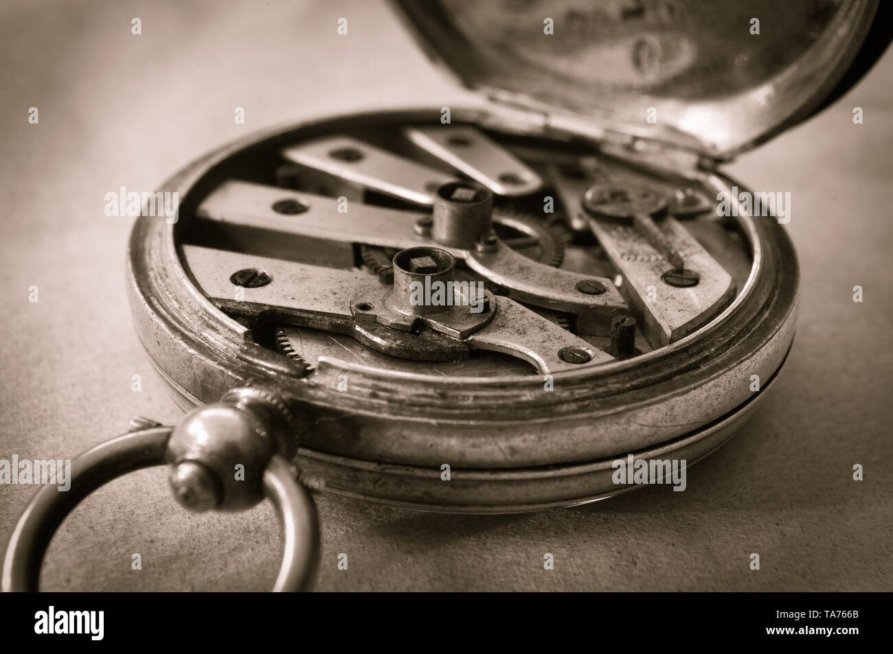 Old vintage pocket watch, black and white Stock Photo Alamy