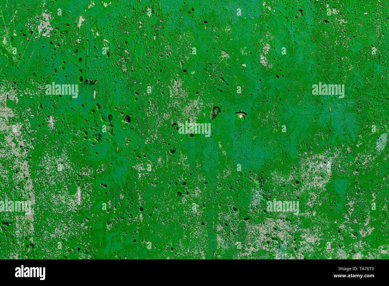 monocolor green painted flat concrete surface closeup texture. Stock Photo