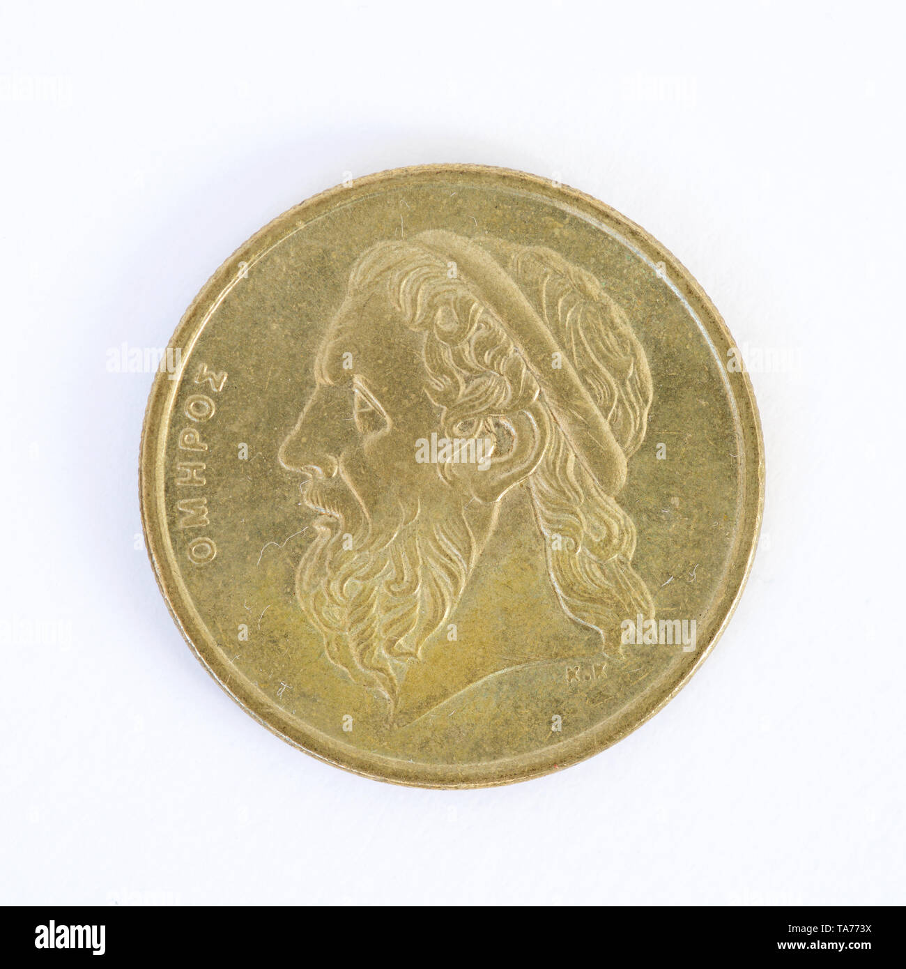 Greek 50 Drachmes coin - 1988 Stock Photo