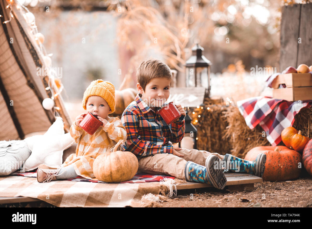 cute baby girl and boy