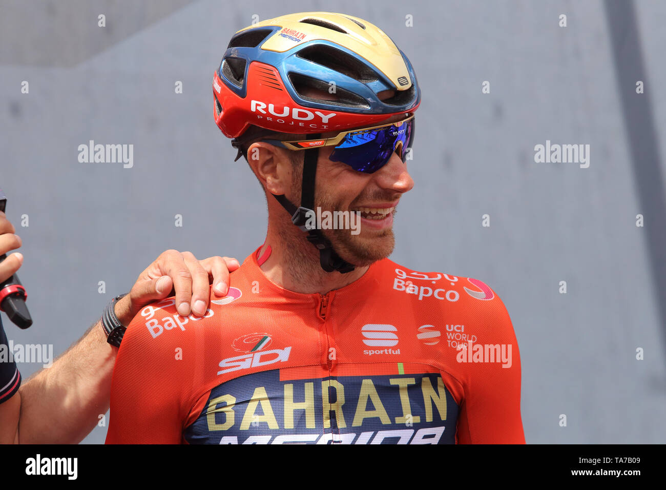 Cassino Italy May 16 2019 Vincenzo Nibali of Bahrain Merida Pro Cycling team on the podium of the sixth stage of the 102th Giro d Italia Cassino San Giovanni Rotondo Stock Photo Alamy